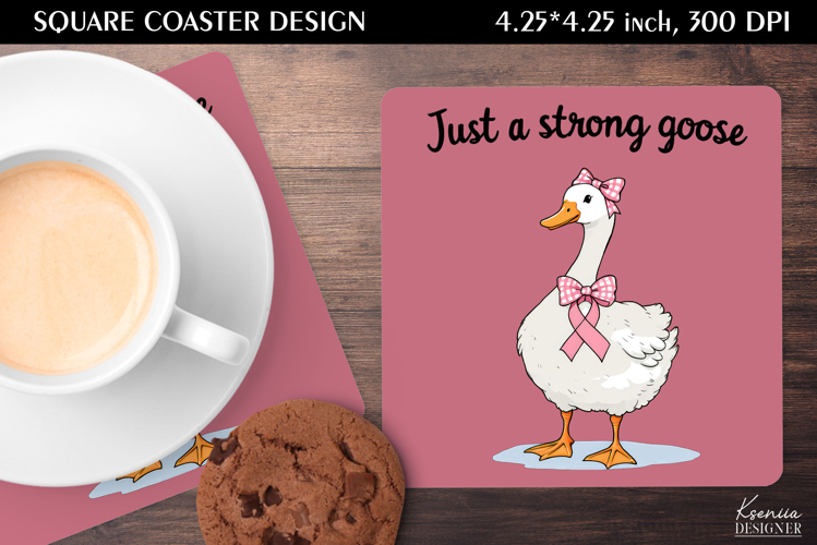 Vintage Goose|Breast Cancer Awareness Square Coaster
