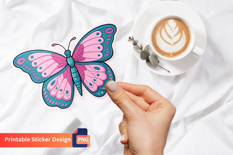 Pink and Blue Butterfly Sticker, Butterfly Wall Sticker