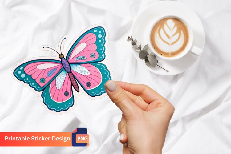 Pink and Blue Butterfly Sticker, Butterfly Wall Sticker