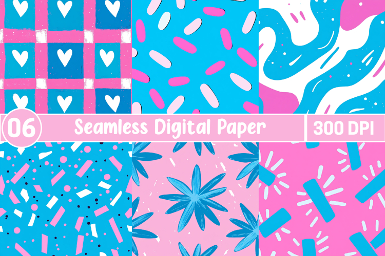 Pink And Blue Digital Papers example image 1
