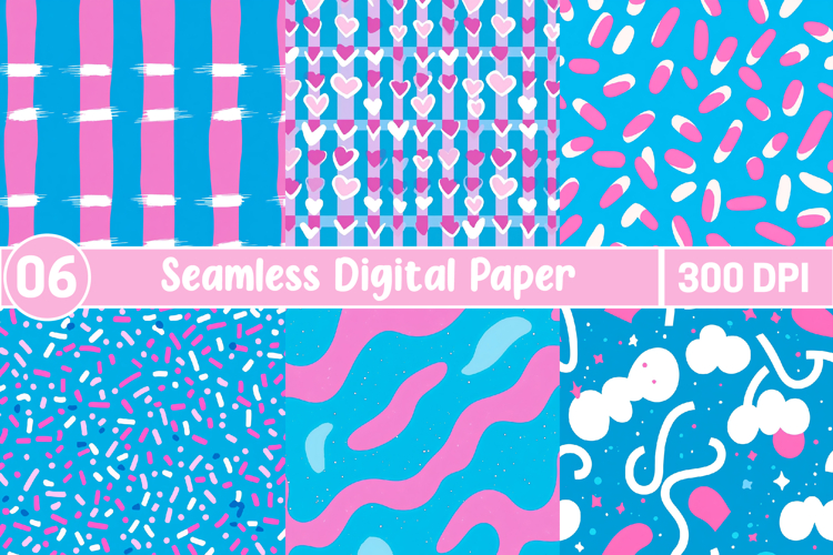 Pink And Blue Digital Papers example image 1