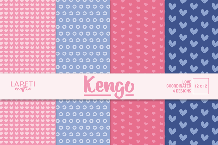 Pink and Blue Heart Digital Paper, 12x12 Backgrounds