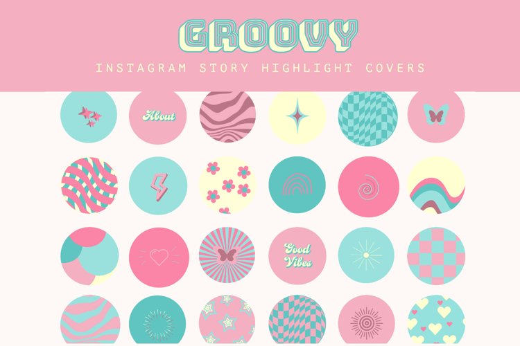 pink and blue retro pastel instagram highlight covers