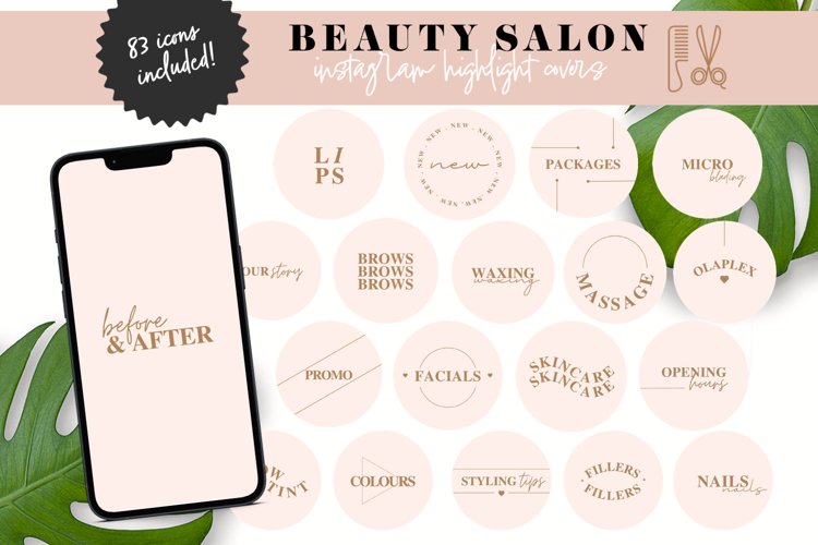 pink and gold beauty salon instagram highlight covers