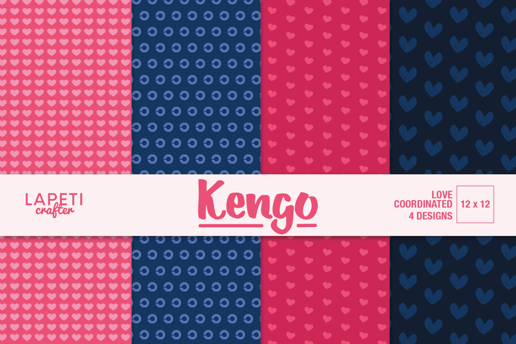 Pink and Navy Valentine Digital Paper 12x12