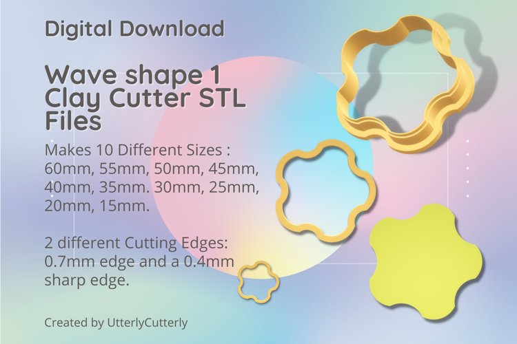 Wave Shape 1 Earring Clay Cutter - Cookie Cutter STL Files