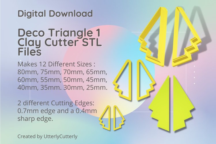 Art Deco Triangle 1 Clay Cutter - Cookie Cutter STL File