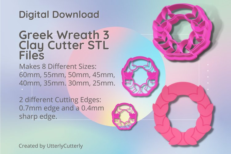 Greek Wreath 3 Clay Cutter - Cookie Cutter STL File