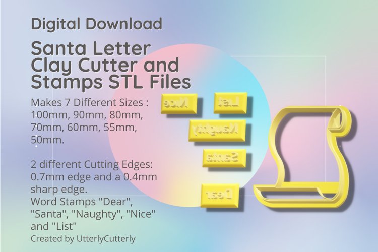 Santa Letter Clay Cutter - Cookie Cutter STL File