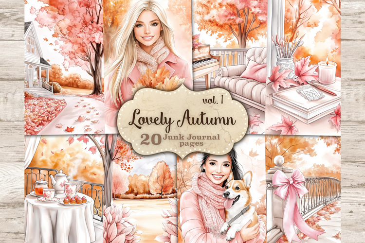 Pink Autumn Junk Journal Pages | Fall Junk Journal Paper