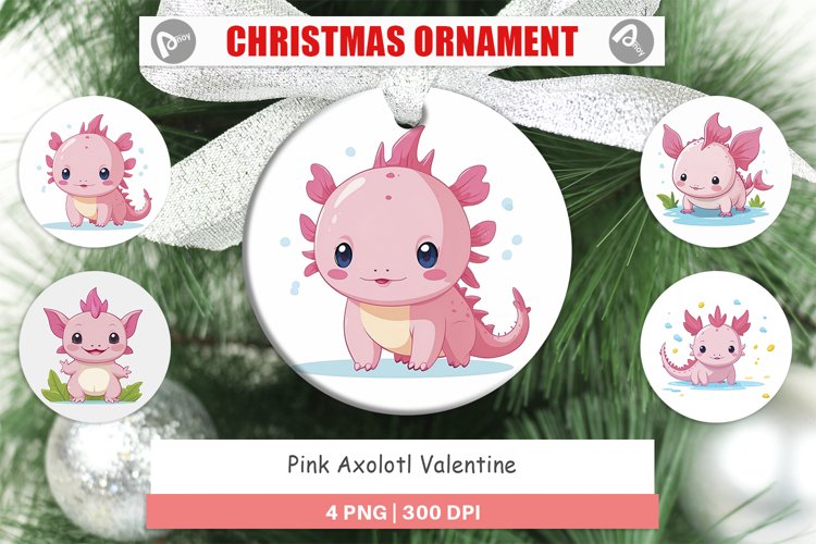Ornament Pink Axolotl Valentine example image 1