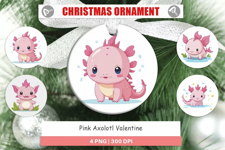 Ornament Pink Axolotl Valentine