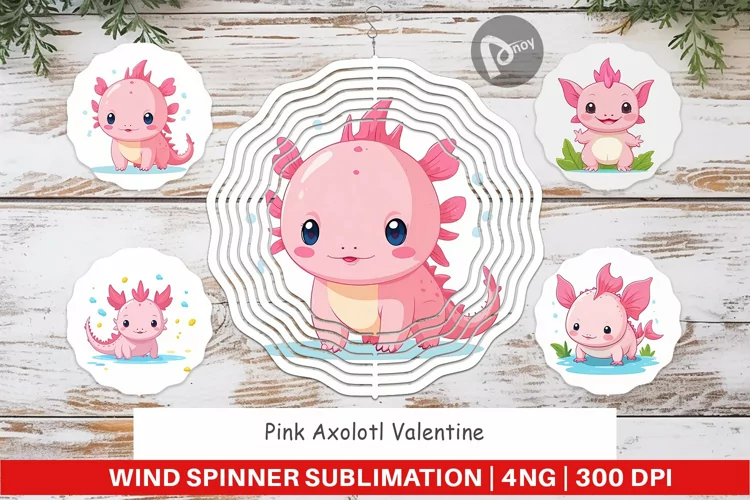 Wind Spinner Pink Axolotl Valentine