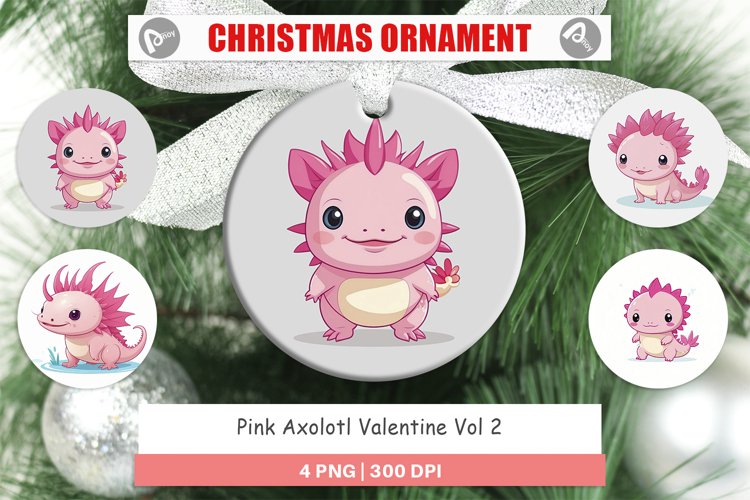 Ornament Pink Axolotl Valentine example image 1