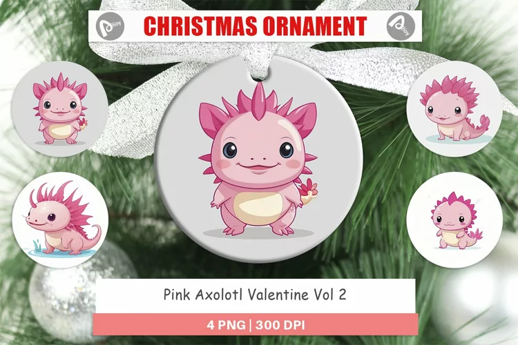 Ornament Pink Axolotl Valentine