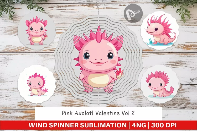 Wind Spinner Pink Axolotl Valentine