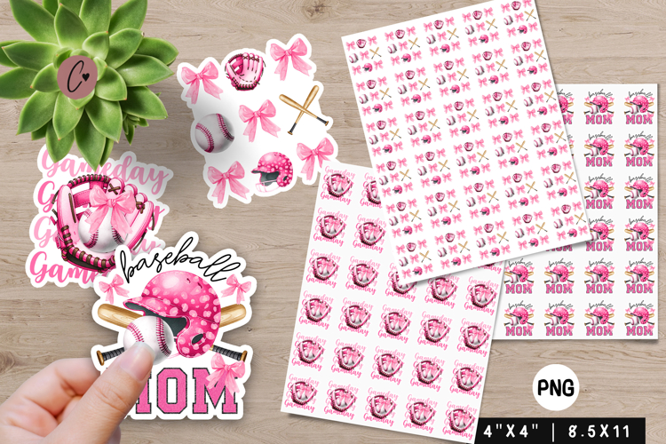 Pink Coquette Baseball Stickers | Baseball PNG
