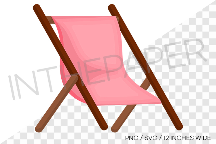 Cute Pink beach chair PNG summer clipart illustration svg example image 1