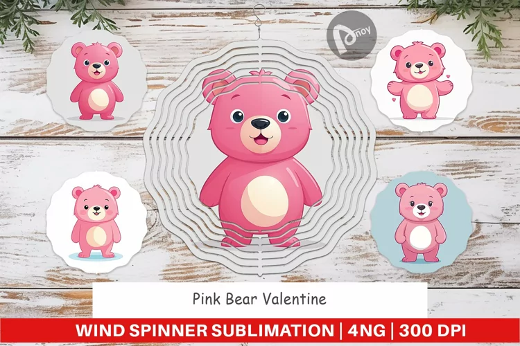 Wind Spinner Pink Bear Valentine