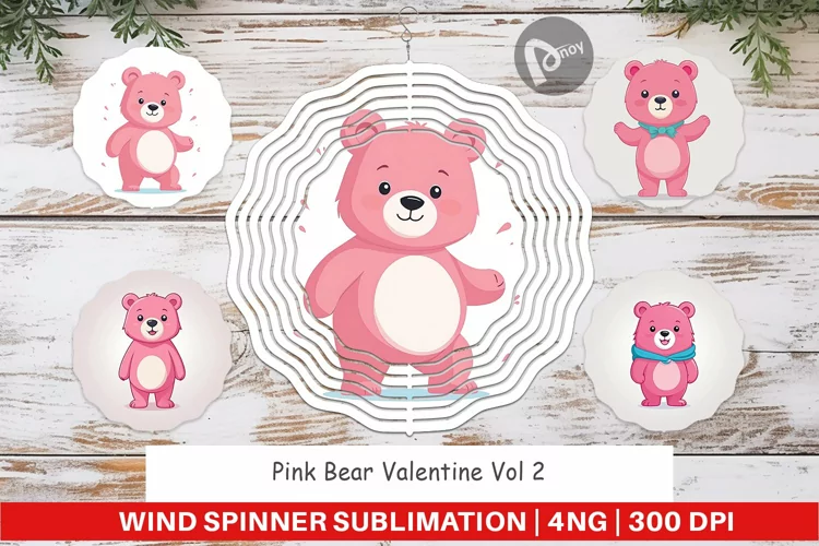 Wind Spinner Pink Bear Valentine