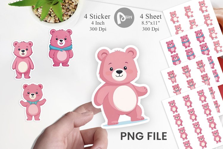 Pink Bear Valentine Sticker