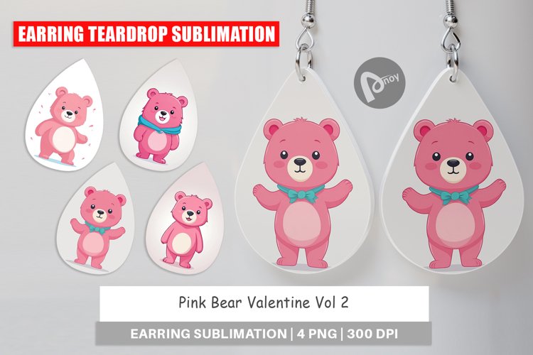 Earring Pink Bear Valentine