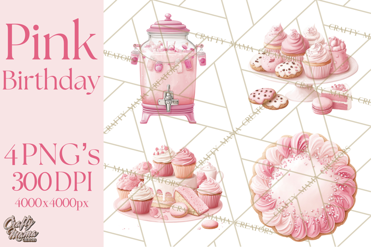 Pink Birthday Clipart, Vibrant Party Decorations PNG