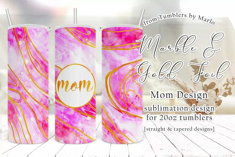 Pink Bokeh Marble and Gold 20oz Mom Tumbler - Mother's Day