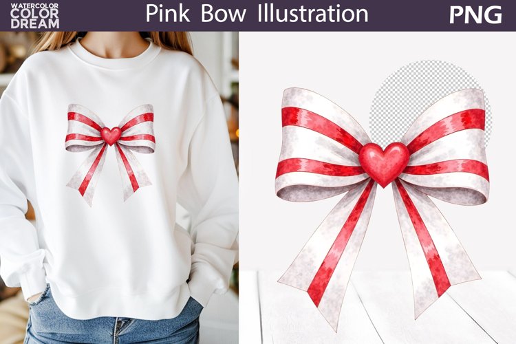 Red Bow Heart Clipart | Valentine Bow Sublimation