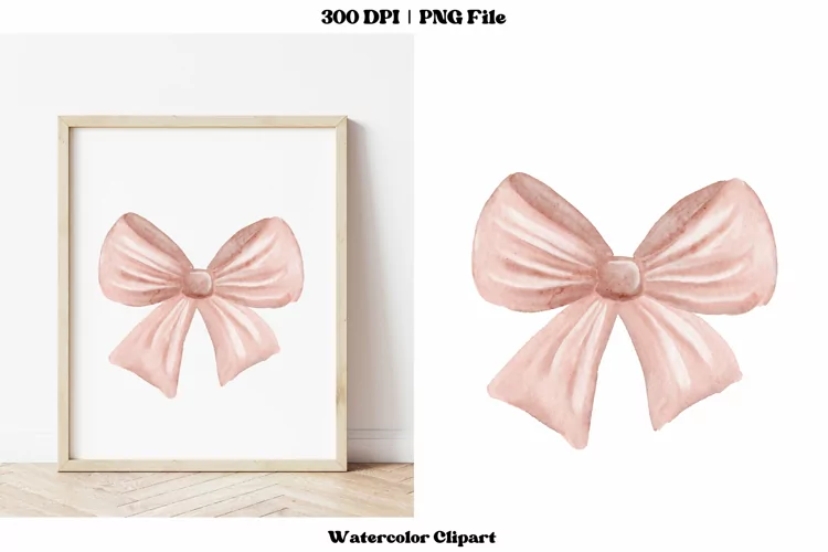 Pink Bow Png | Pink Bow Sublimation | Watercolor Bow Clipart