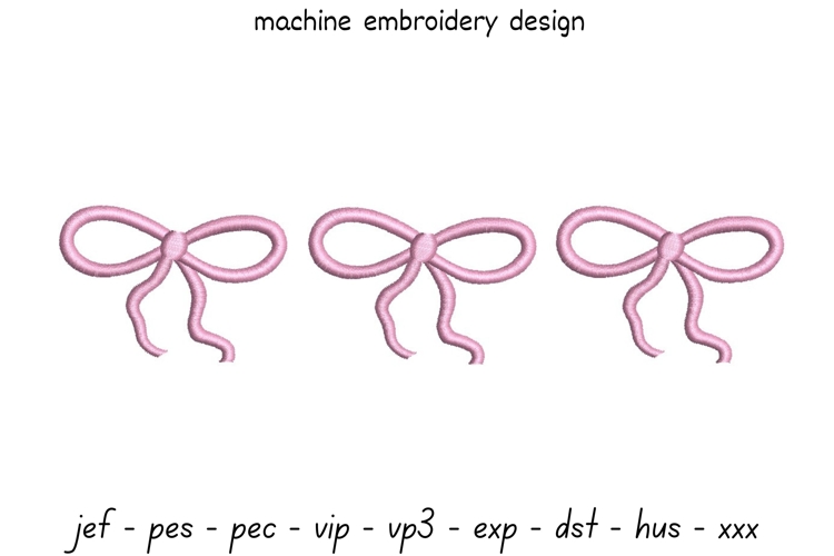 Pink Bows Embroidery Design - Machine Embroidery Pattern