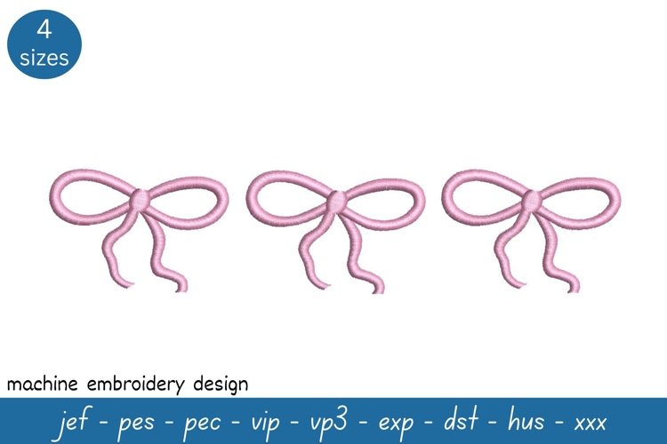 Pink Bows Embroidery Design - Machine Embroidery Pattern