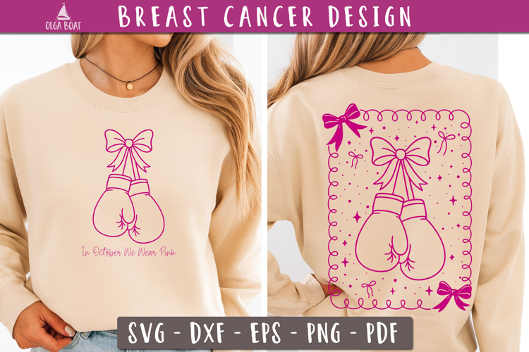 Pink Boxing Gloves Breast cancer supportive SVG designs