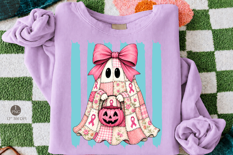 Pink Breast Cancer Ghost PNG,Halloween Awareness Design