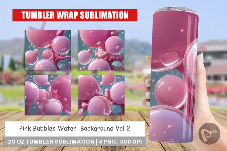 Tumbler Sublimation Wrap Pink Bubbles Water