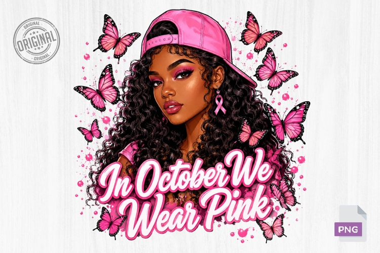 Pink Butterfly October Awareness Girl PNG example image 1