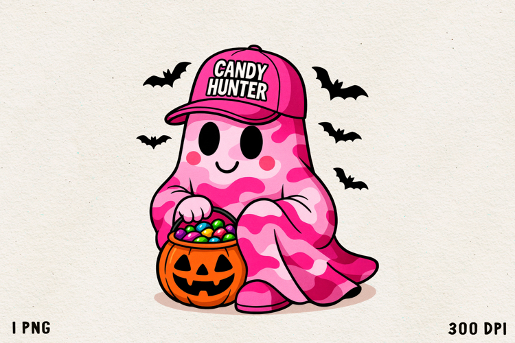 Candy Hunter Ghost Cute Halloween Camouflage Ghost PNG