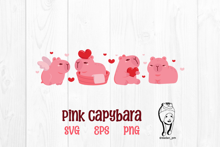Pink capybara valentine svg, png, eps