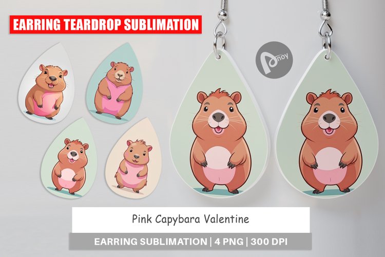 Earring Pink Capybara Valentine