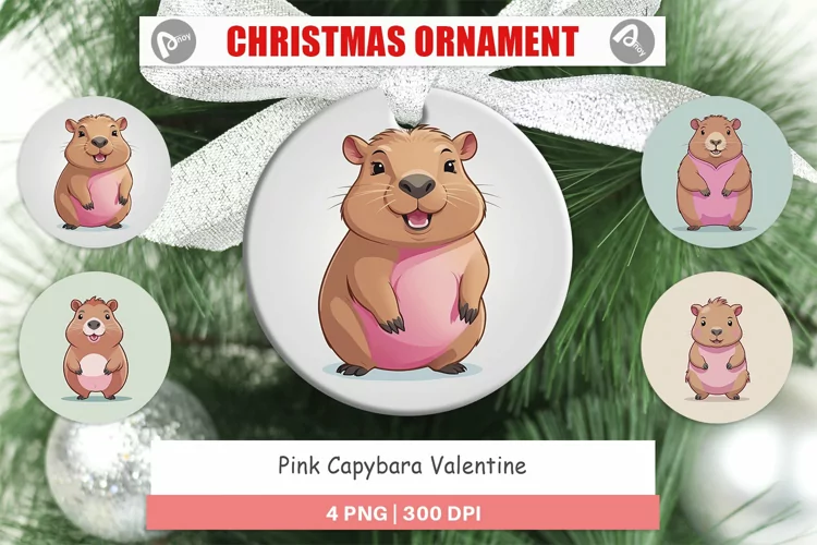 Ornament Pink Capybara Valentine