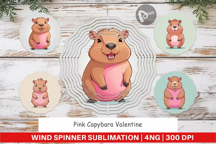 Wind Spinner Pink Capybara Valentine