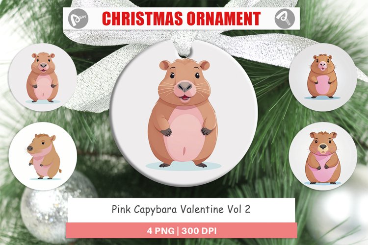Ornament Pink Capybara Valentine example image 1