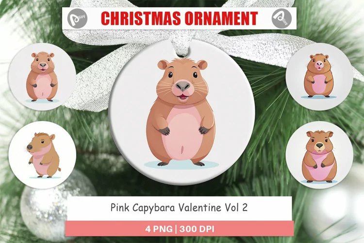 Ornament Pink Capybara Valentine