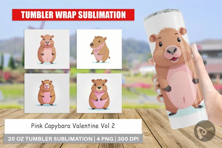 Tumbler Pink Capybara Valentine