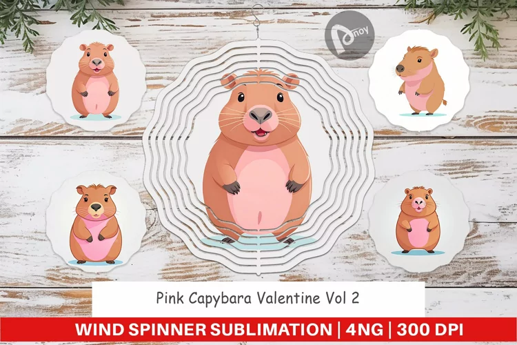 Wind Spinner Pink Capybara Valentine