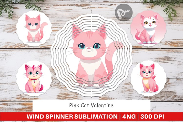 Wind Spinner Pink Cat Valentine example image 1