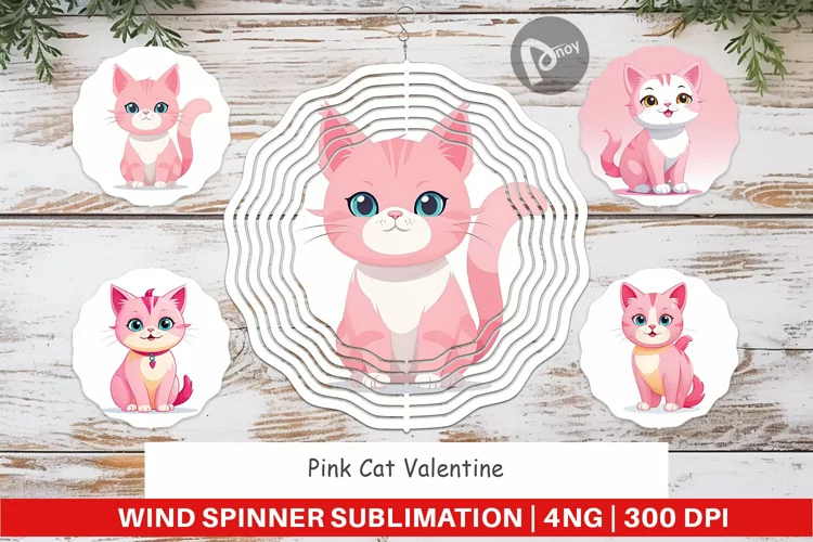 Wind Spinner Pink Cat Valentine