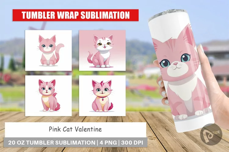 Tumbler Pink Cat Valentine