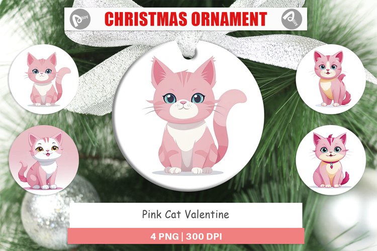 Ornament Pink Cat Valentine example image 1