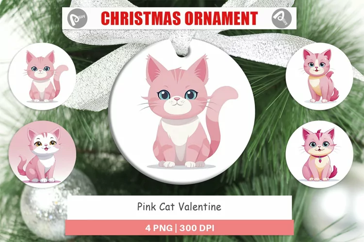 Ornament Pink Cat Valentine